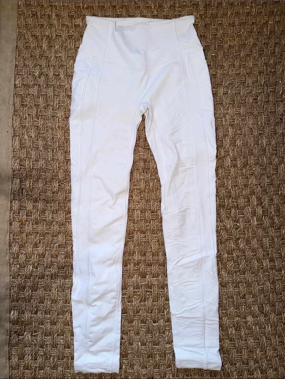 lululemon White High-Waist Athletic Leggings with Pockets Size 4